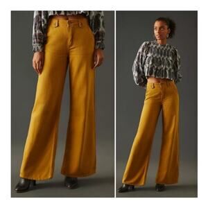 Anthropologie Pilcro Column Wide Leg Trouser Pant Mustard Yellow size 27